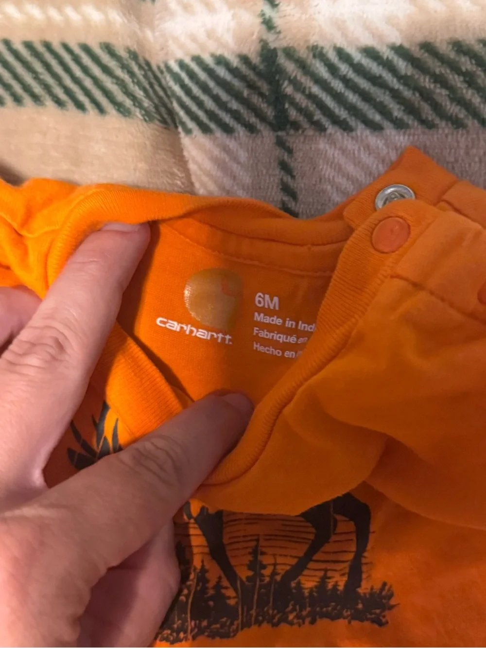 Carhartt Orange 'Little Wild One' Baby Bodysuit